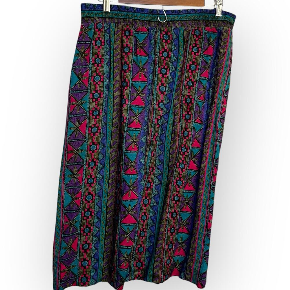 Norton McNaughton Multicolor Geometric Midi Skirt - Teal, Magenta, Blue - Picture 5 of 11